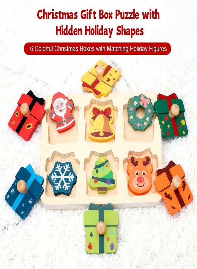 Waybla Stocking Stuffer for Kids - Christmas-Themed Wooden Peg Puzzle for Toddlers 1-3 Years, Montessori Educational Toy and Learning Activity - Image 3